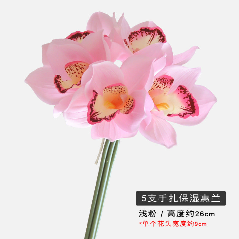 Luxurious Lifeslike Orchid Bouquet - Soft Touch Moisturizing Artificial Flowers for High-End Home Decor and Elegant Wedding Bouquets