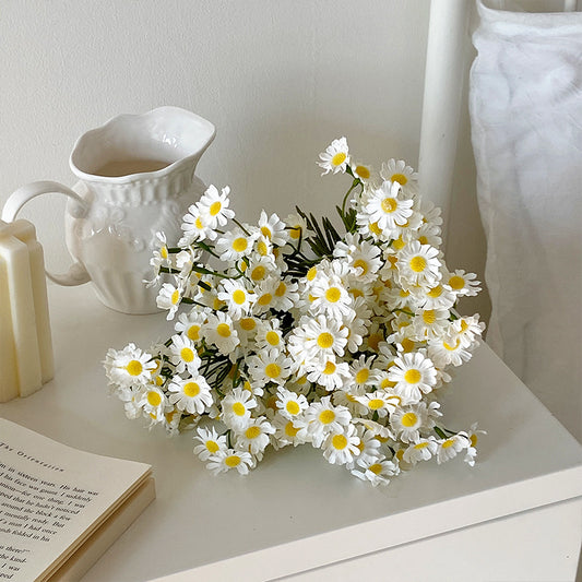 Charming Faux Flower Bouquet with Dainty Daisy & Chamomile Accents - Perfect for Living Room Decor, Dining Table Centerpiece, and Photography Props