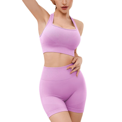 High Waisted Tummy Control Yoga Shorts Set for Women Moisture Wicking Sports Bra and 3 Inch Running Fitness Shorts for Active Workouts and Breathable Comfort