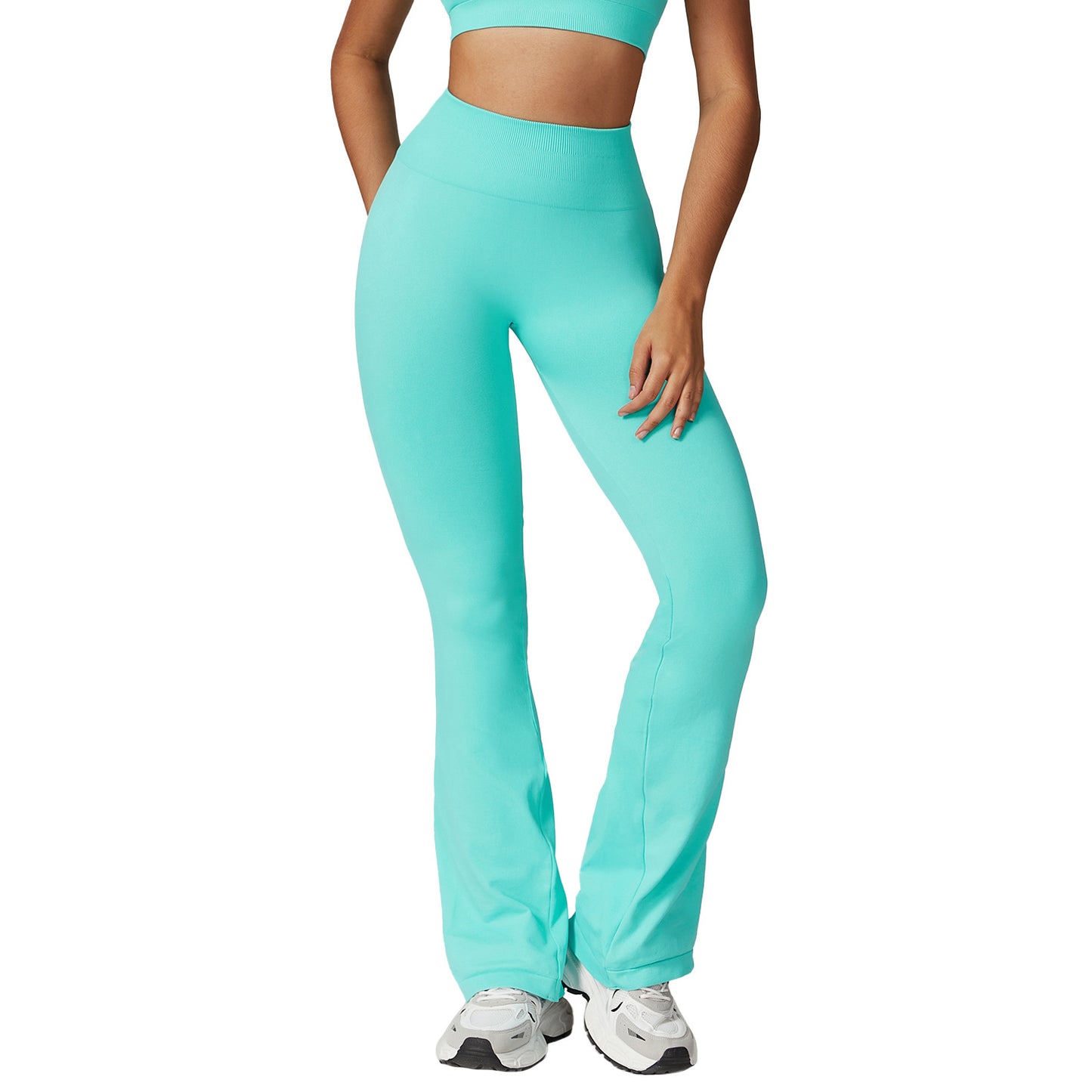 High Waisted Seamless Leggings with Flared Yoga Design Butt Lifting Abdomen Control and Comfortable Casual Sports Pants 7502