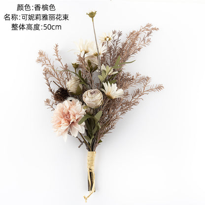 Stunning Conilia Artificial Flower Bouquet - Elegant Home Decor and Wedding Hand-Tied Floral Arrangement for Wall Decoration - CF01003