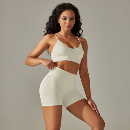 Seamless Sports Bra and High Waisted Shorts Set Peach Butt Yoga Fitness Workout Outfit for Women