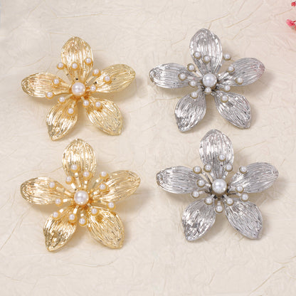 Unique Vintage-Inspired Luxury Floral Earrings with Faux Pearl Accents and Distinctive Textured Design – Bold Statement Jewelry for Women
