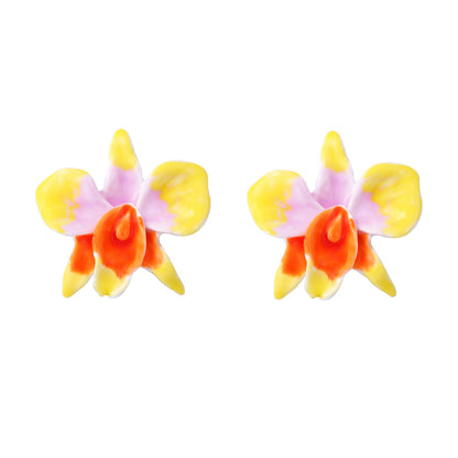 Bohemian Large Hand-Painted Drip Oil Colorful Flower Earrings - Unique, Fresh, and Versatile Vacation Jewelry