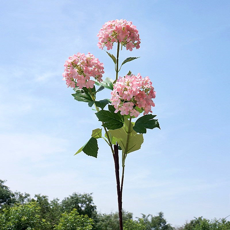 Elegant Nordic Home Décor: Realistic Hydrangea Faux Flowers - Triple Bloom Snowball Arrangement for Dining Room, Weddings, and Soft Furnishings