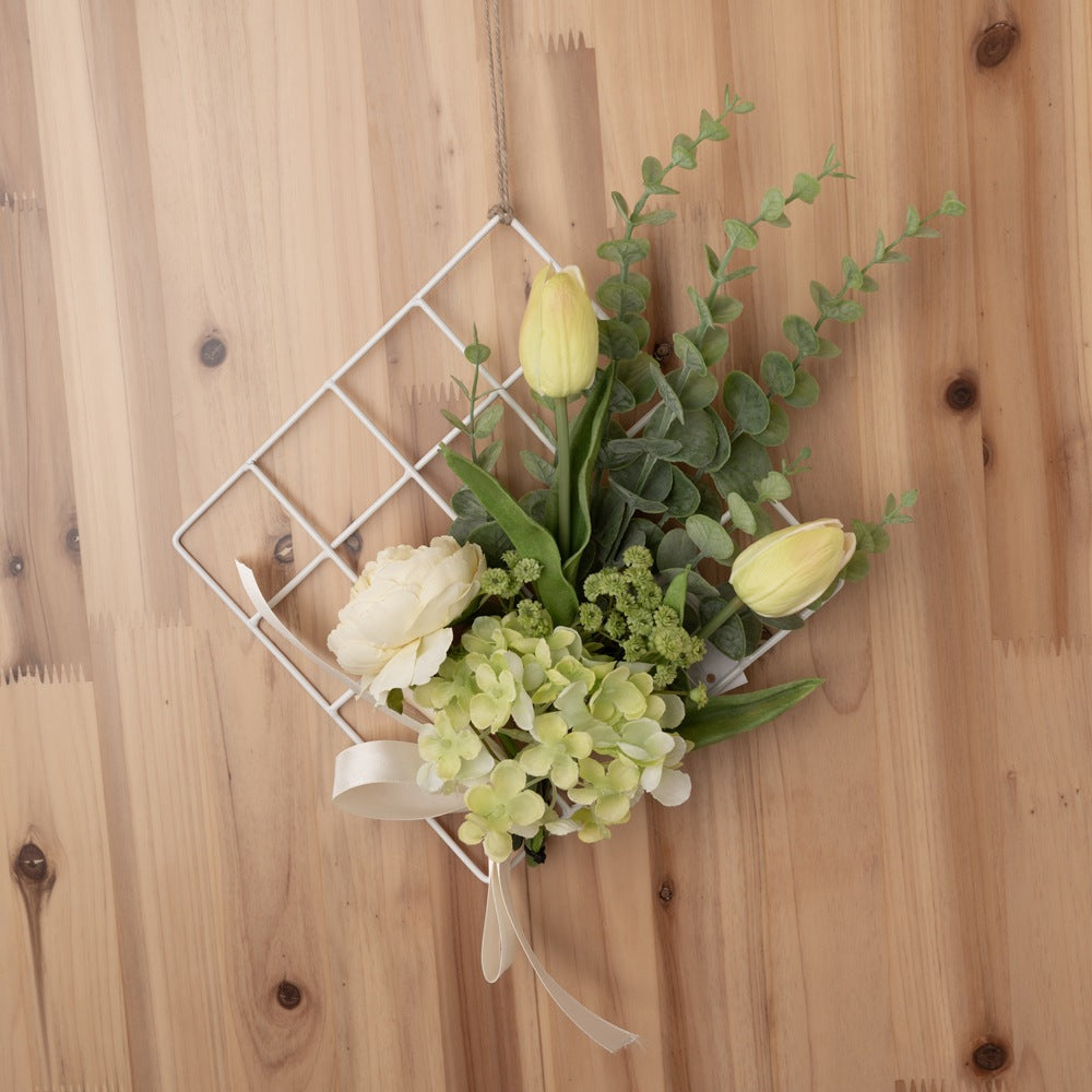 Artificial Flower Arrangement - Realistic Hydrangea & Tulip Wall Decor for Weddings - Elegant Handheld Bouquets - CF01072