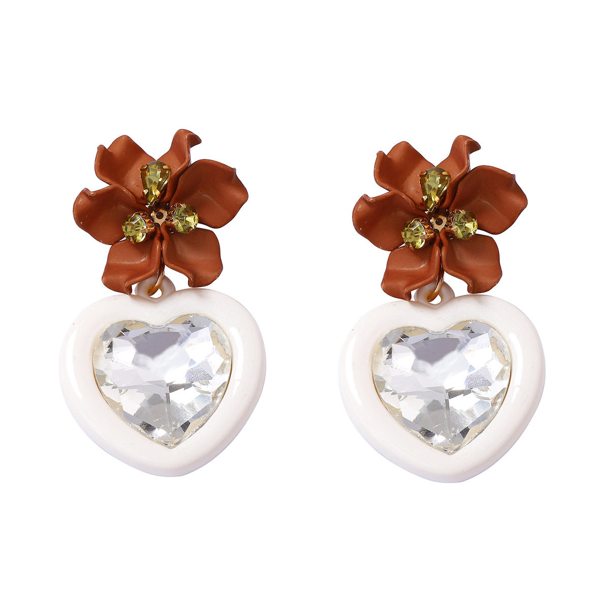 Exquisite Minimalist Everyday Heart-Shaped Pendant Floral Earrings with Stunning Cubic Zirconia for Elegant Women - Versatile & Eye-Catching Accessory
