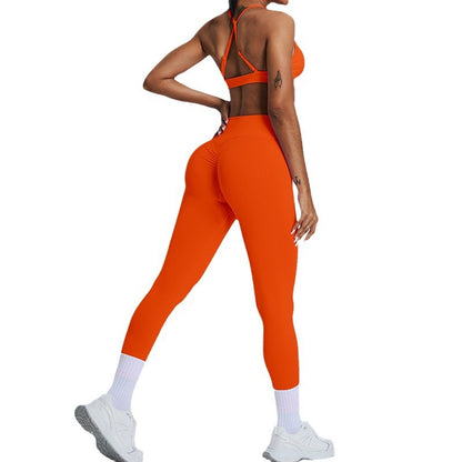 Women's Outdoor Breathable Yoga Outfit Set Peach Lift Buttocks Fitness Wear for Quick Dry Running and Active Sports Underwear