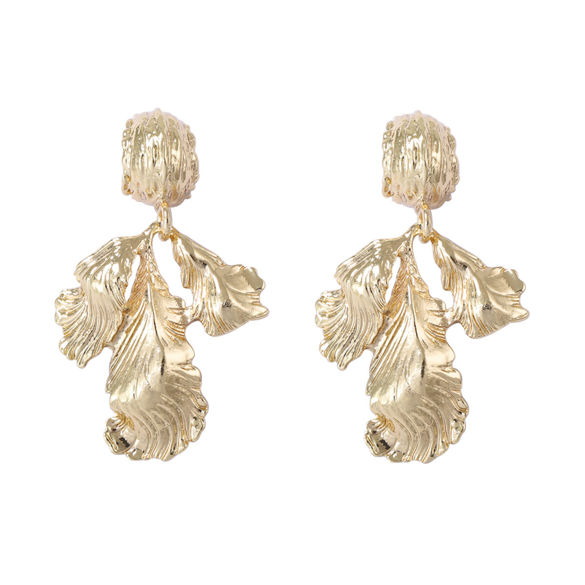 Exaggerated Vintage-Inspired Statement Alloy Ginkgo Leaf Drop Earrings - Chic and Luxurious for Modern Women