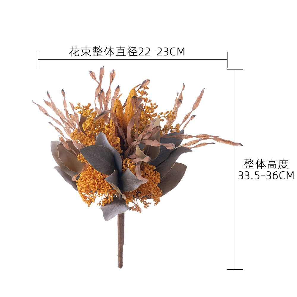 Azheng Realistic Faux Flower Bouquet with Okra and Seagrass - Perfect for Home Decor, Weddings, and Special Events - CL62003