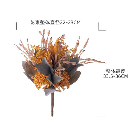 Azheng Realistic Faux Flower Bouquet with Okra and Seagrass - Perfect for Home Decor, Weddings, and Special Events - CL62003