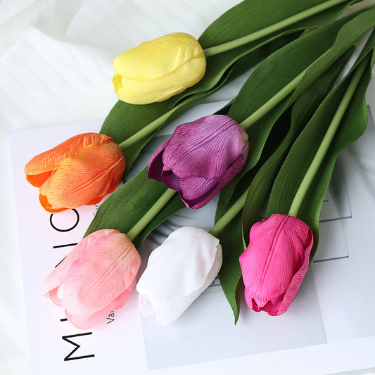 High-Quality Faux Tulip Flower with Moisture-Like Touch - Perfect for Home Décor, Photography Props, and Lasting Elegance