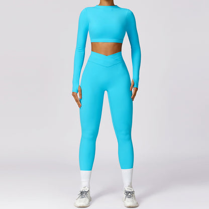 Long Sleeve Yoga Set for Women Breathable and Stretchy Fitness Clothing for Running Gym Workouts and Everyday Wear Model 8578