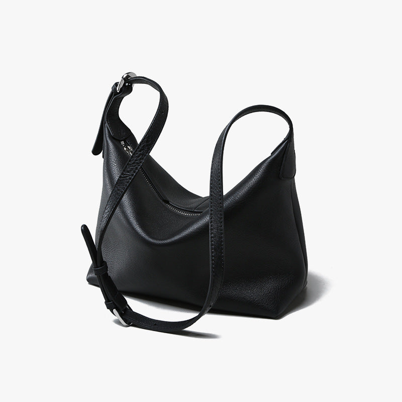 Grain Leather Hobo Bag Vintage Chic Commuter Style Spacious and Fashionable Genuine Leather Women's Crossbody Bag