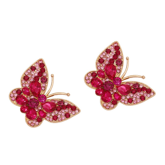 Stylish Animal-Inspired Butterfly Earrings with Colorful Crystals -  Quality Alloy for Unique Fashion Lovers