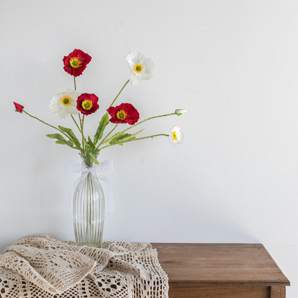 Soft Coral Peony Flower Faux Floral Arrangement in Elegant Glass Vase for Home Décor and Fashion Boutique Styling