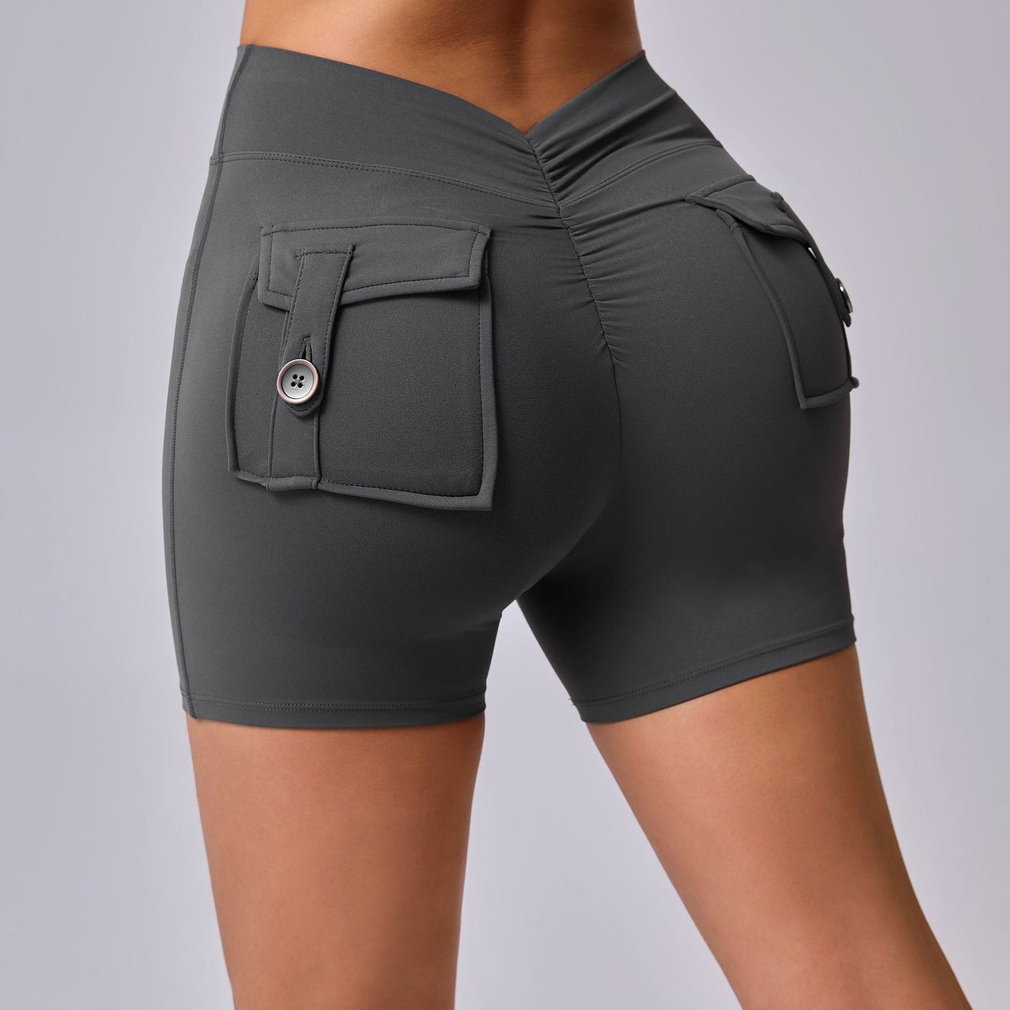 High Waisted Ruched Butt Lifting Yoga Shorts with Pockets Ultra Comfortable Peach Butt Gym Shorts for Enhanced Performance and Style