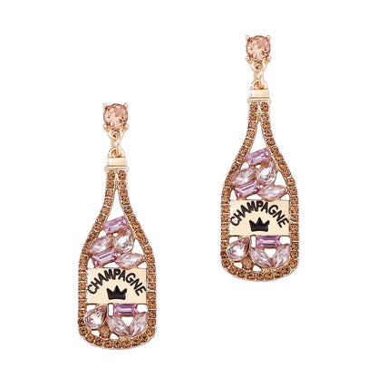 Personalized Element-Inspired Rhinestone Letter Bottle Charm Earrings for Women – Trendy and Unique Fashion Statement