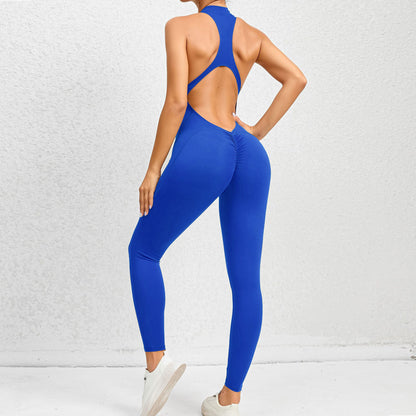 Zipper Yoga Jumpsuit for Women Body Shaping Compression Bodysuit with Tummy Control and Butt Lifting Features for Enhanced Athletic Performance