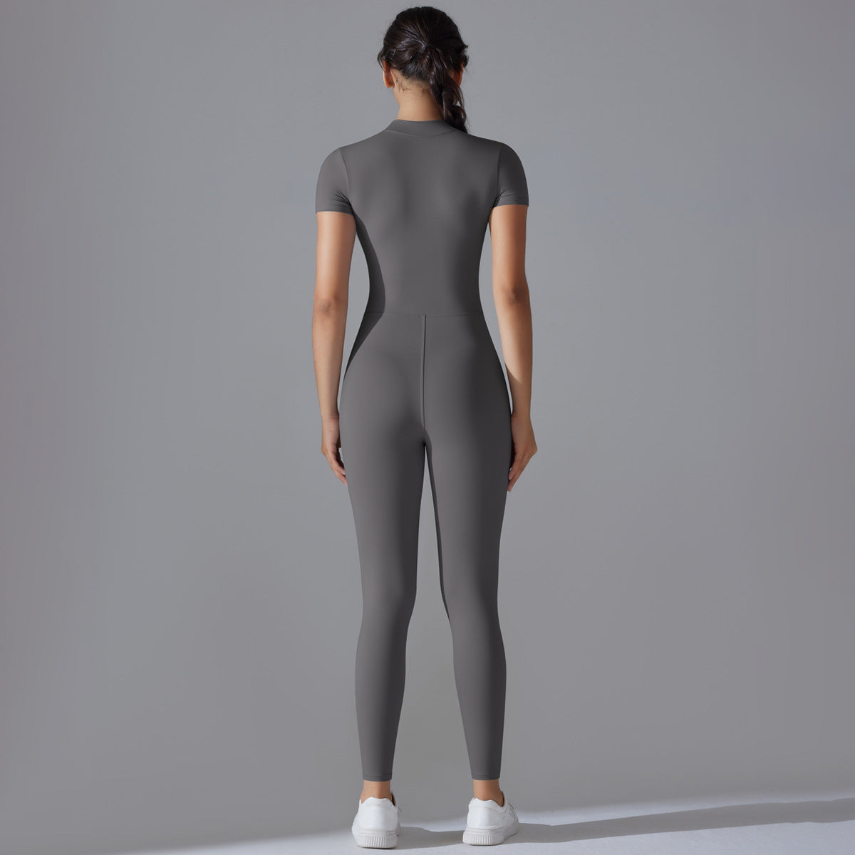 Open Collar Zippered Short Sleeve Bodysuit for Women for Dance Fitness and Yoga Form Fitting Activewear for Comfort and Performance