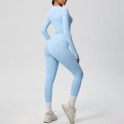 Quick Dry Skin Friendly Full Sleeve Yoga Suit with Slimming Fitness Leggings Outdoor Running and Workout Outfit for Women