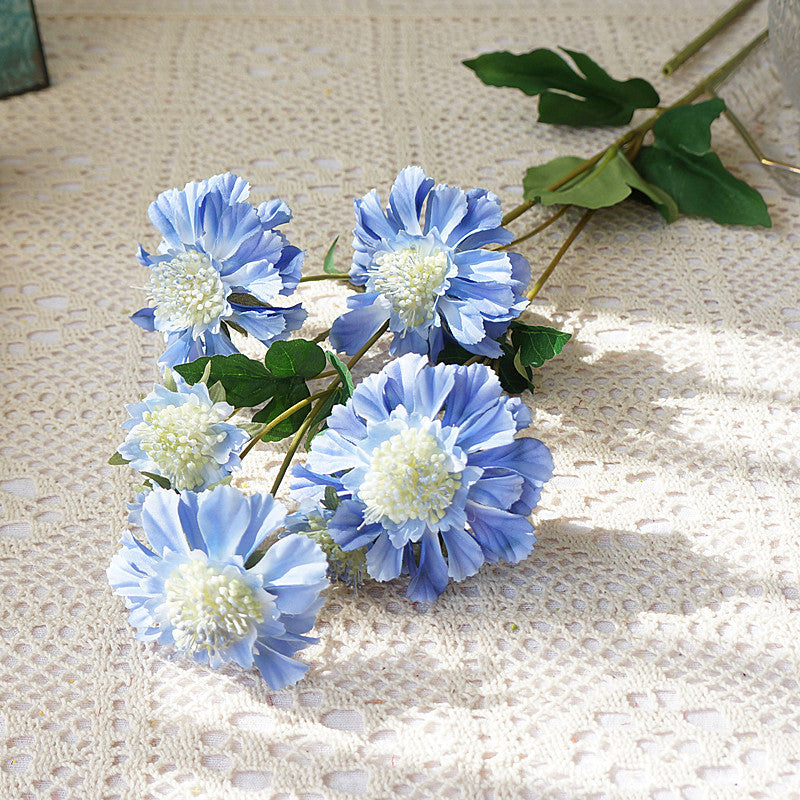 Realistic Artificial Cornflower Bouquet with Long Stems and Multiple Blooms - Perfect for Home Decor, Photography, and Wedding Decorations