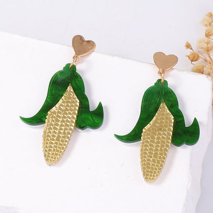 Unique Creative Acrylic Corn Pendant Earrings - Versatile Everyday Jewelry for Women | Trendy Casual Accessories