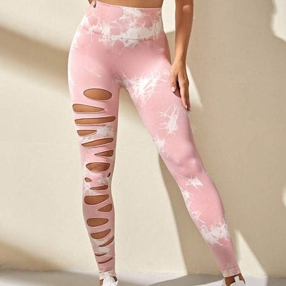 High Waisted Seamless Tie Dye Cut Out Butt Lift Leggings for Women for Yoga Fitness and Tummy Control