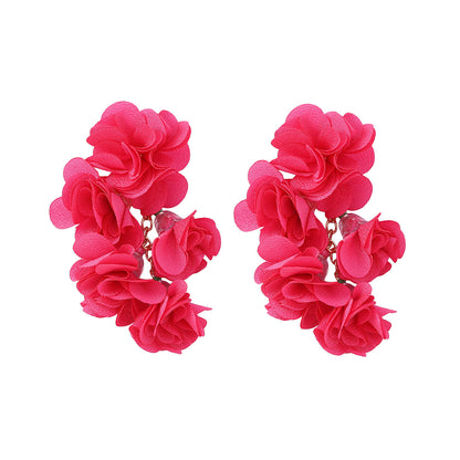 Bohemian Colorful Floral Fabric Drop Earrings - Perfect Ethnic Vacation Accessory for Every Occasion
