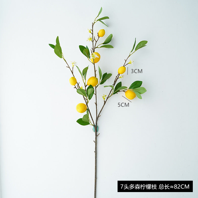 Artificial Lemon Branch - Fresh European Style Home and Hotel Decor, Perfect for Floral Arrangements and Photography Props, Realistic Faux Lemon Fruit Accent