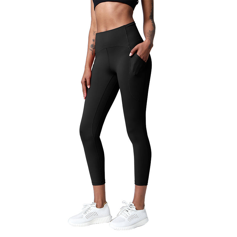 High Waisted Women's Yoga Pants Tummy Control Butt Lifting 9 10 Length Fitness Leggings for a Flattering Peach Shape