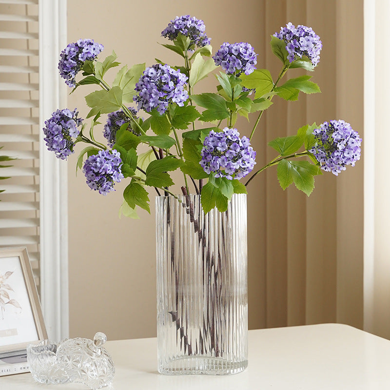 Three-Headed Small Hydrangea Faux Flowers - Lifelike Decorative Accents for Home and Weddings - Lucky Snowball Simulated Floral Arrangement