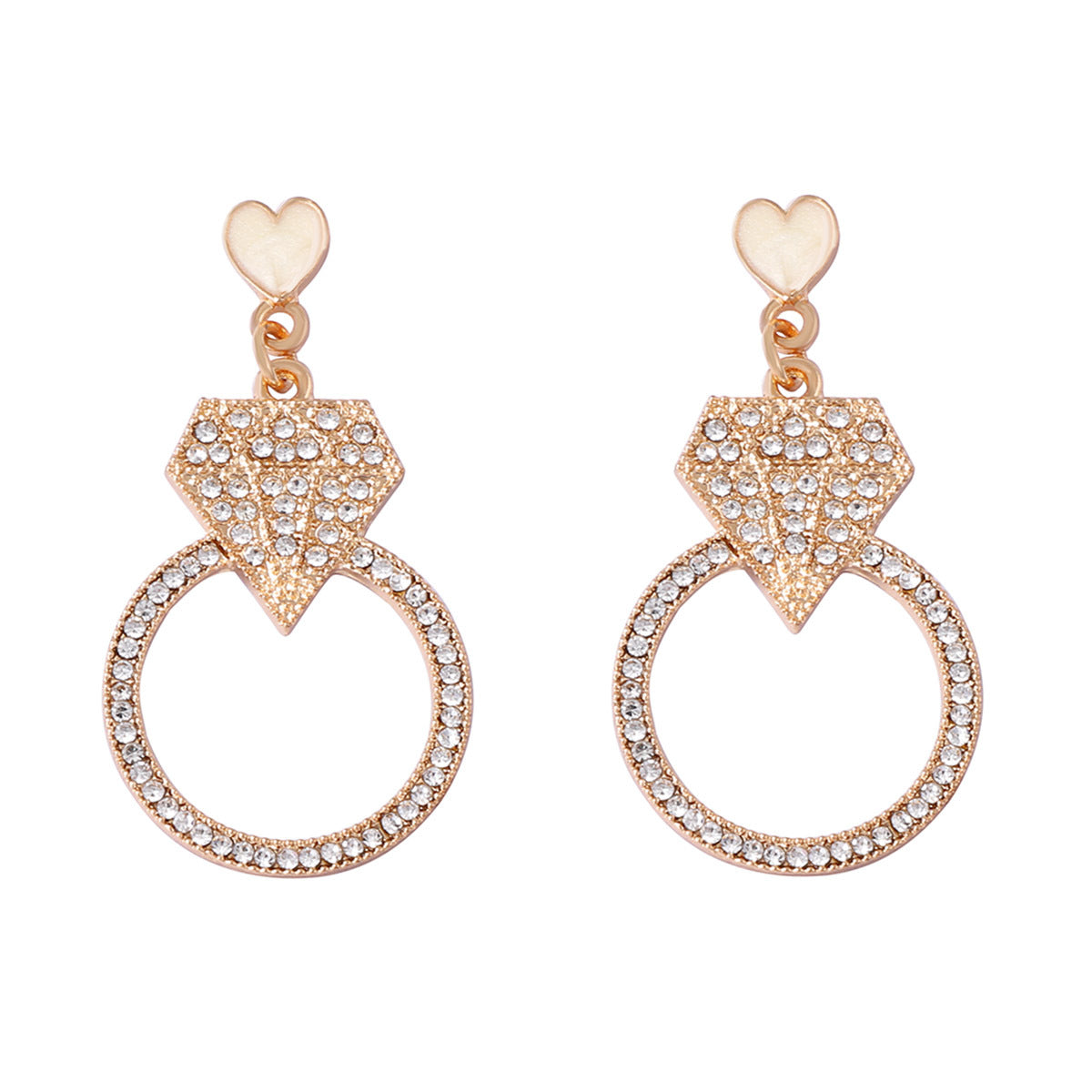 Exquisite Minimalist Alloy Geometric Round Earrings Covered in Sparkling Diamonds – Luxurious Versatile Jewelry for Women