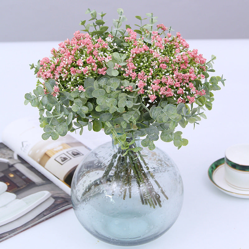 Realistic Faux Flower Wedding Bouquet with Eucalyptus Leaves - Perfect for Home Décor and Special Celebrations