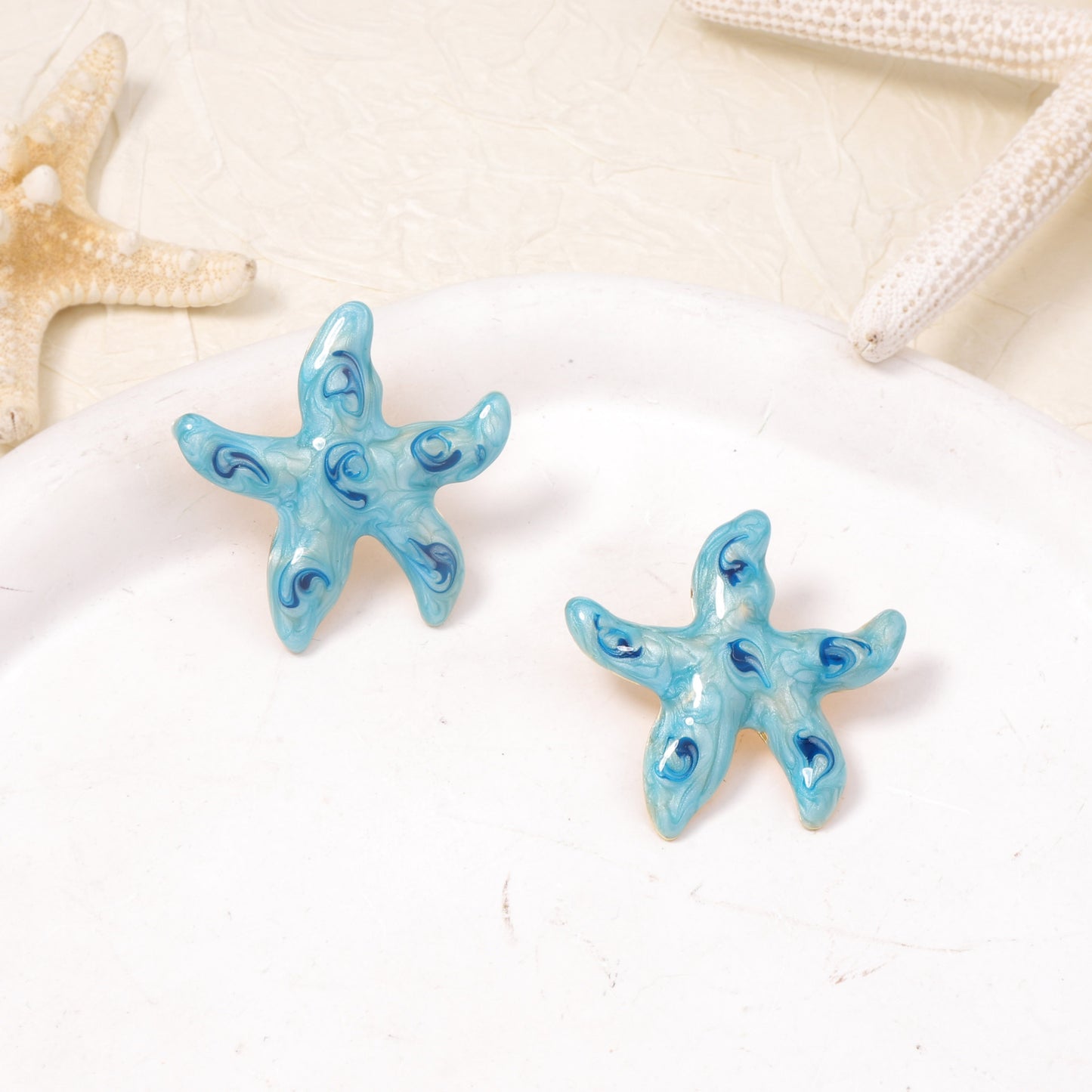 Stylish Ocean-Inspired Metal Geometric Starfish and Pentacle Earrings - Versatile Minimalist Accessories for Every Woman