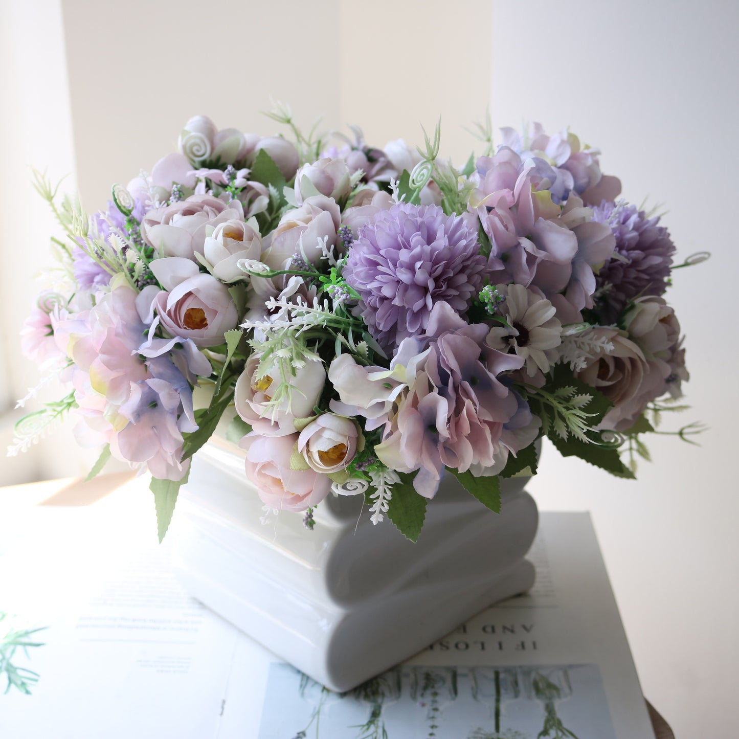 Stunning 7-Branch Green Onion Flower Tea Ball - Exquisite Hydrangea Tea Rose for Relaxation and Aromatherapy