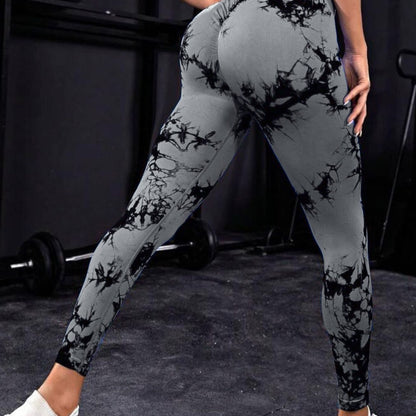 Seamless Tie Dye V Waist Yoga Pants for Women High Waist Butt Lifting Leggings for Running Fitness and Athleisure for a Peachy Bum