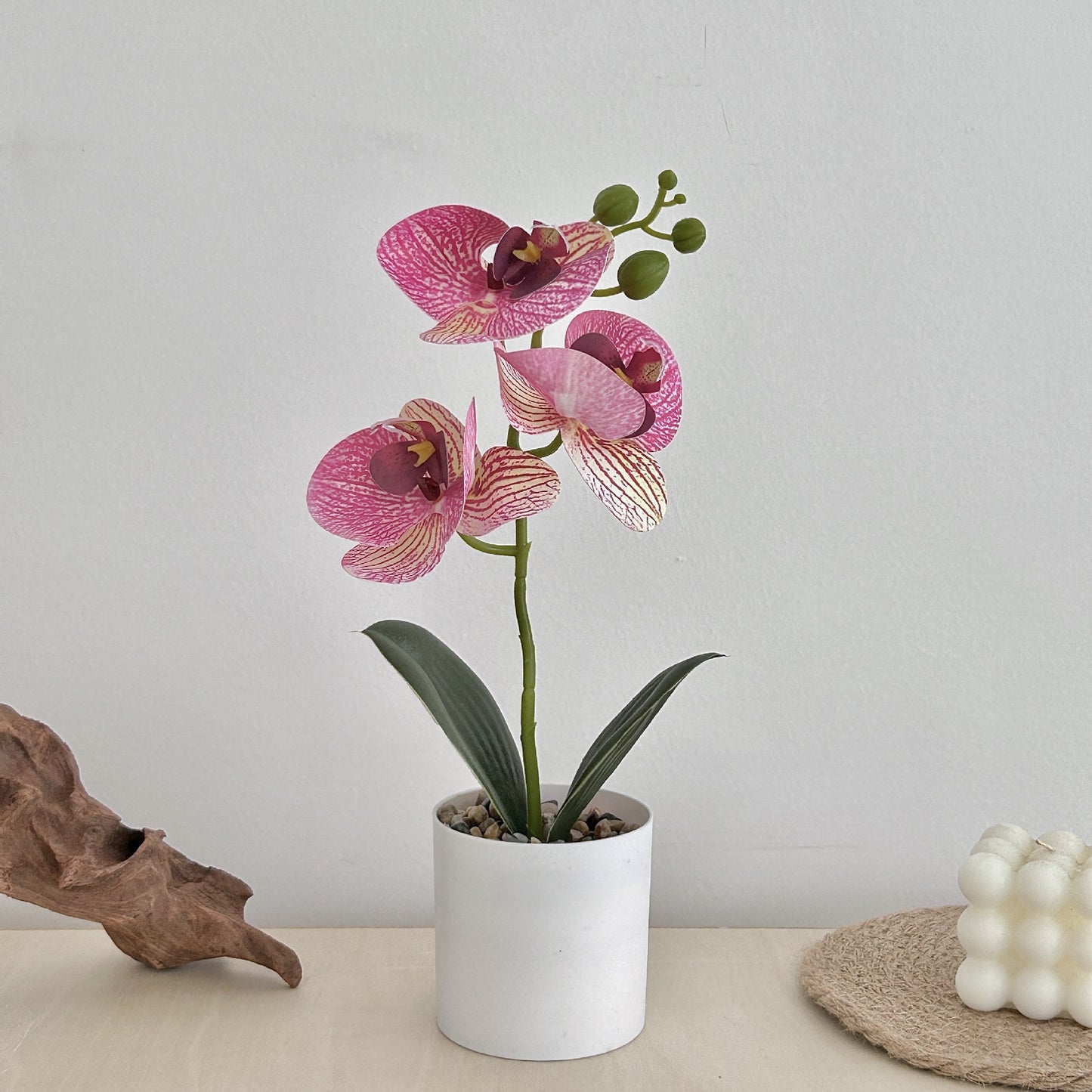 Realistic Orchid Potted Arrangement - Beautiful Artificial Plants for Home and Office Décor - Perfect for Table Centerpieces and Lasting Greenery