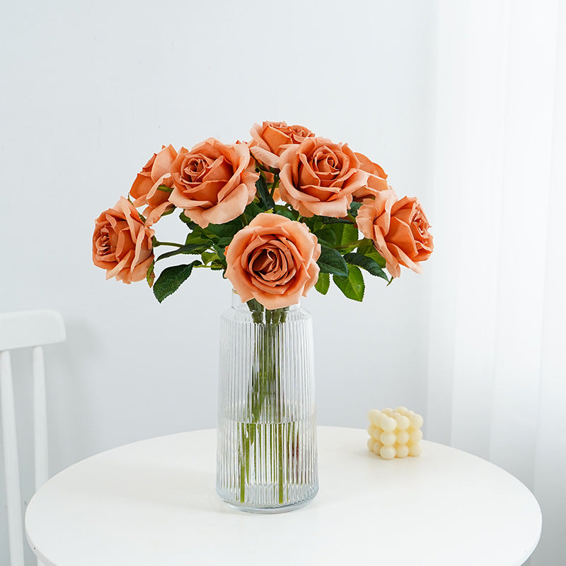 Elegant Simulated Rose Craftsmanship: Exquisite Single Stem Floral Arrangement for Weddings & Events, Perfect for Table Decor & Home Elegance