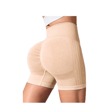 Seamless High Waisted Yoga Shorts Ribbed Peach Butt Enhancing 3 Inch Workout Pants for Compression and Quick Dry Fitness