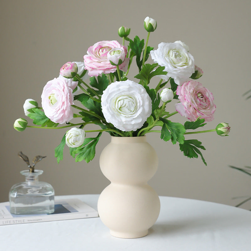 Luxurious Feel and Moisture Retention: Triple-Headed Lotus Peony Faux Flower Arrangement for Elegant Home Décor