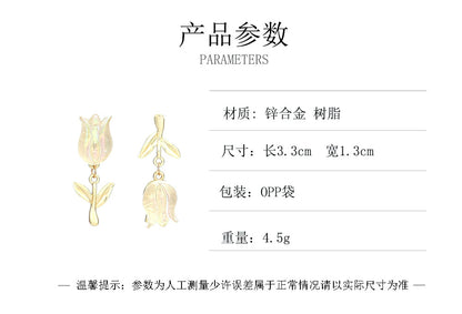 Trendy Korean-Inspired Boutique Floral Alloy Resin Stud Earrings for Women - Versatile, Chic and Perfect for Every Occasion