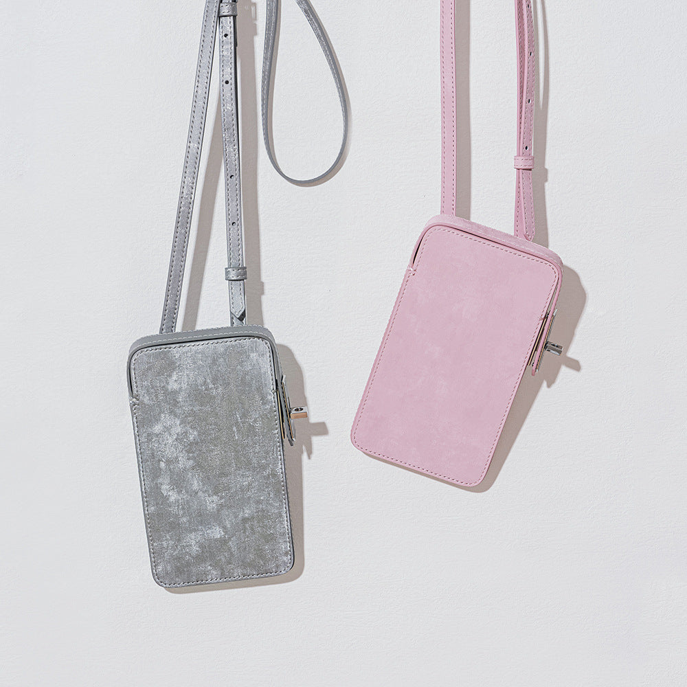 Vintage Inspired Satin Leather Phone Crossbody Bag Mini Shoulder Purse with Secure Closure for Everyday Use