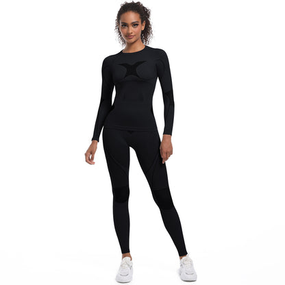 Seamless Tight Fitting Long Sleeve Sports Bodysuit Set for Women Ideal Cycling Yoga Fitness and Skiing Outfit with Enhanced Comfort Flexibility