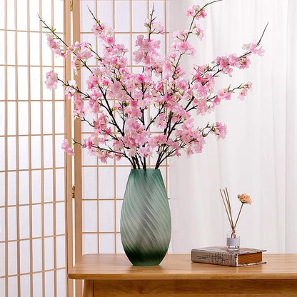 Realistic Long-Stem Cherry Blossom Artificial Flowers - Elegant Peach Blossom Table Centerpiece for Luxurious Home Decor, Perfect for Dining Tables and TV Cabinets