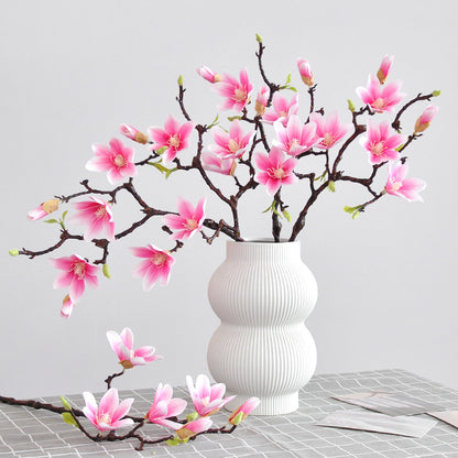 4-Head Realistic Magnolia Silk Flower - Lifelike 3D Feel for Home Décor and Wedding Decor - Perfect for Elegant Arrangements