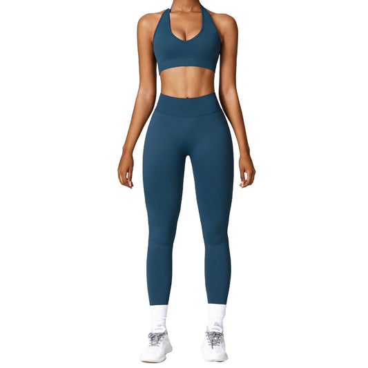 Seamless High Performance Yoga and Running Set for Women Quick Dry Racerback Athletic Wear for Comfort and Flexibility