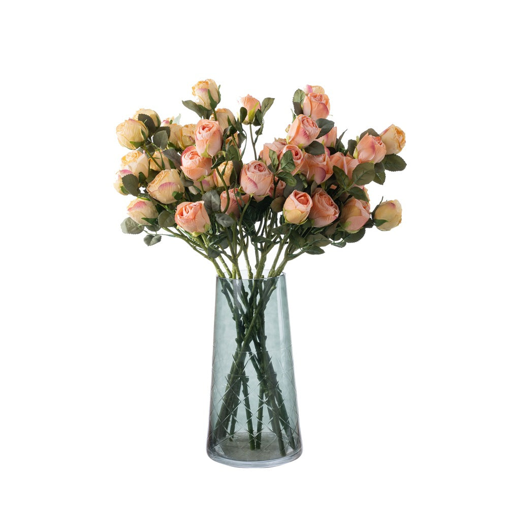 Realistic Faux Flower Arrangement - Five Elegant Burnt Roses for Home Decor & Wedding Decoration - YC1017