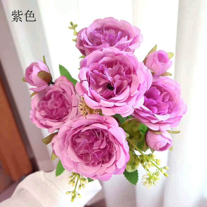 Stunning 5-Head Spring Peony and Korean-Style Faux Rose Bouquet - Perfect for Home Decor, Weddings, and Special Occasions