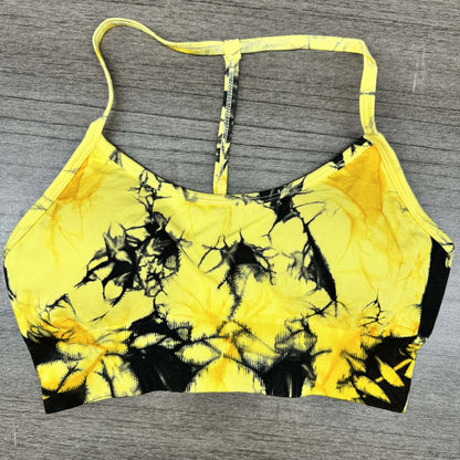 Women s Two Tone Tie Dye Seamless Bra with Removable Padding and High Waisted Enhancing Shorts Set for Running Fitness and Yoga